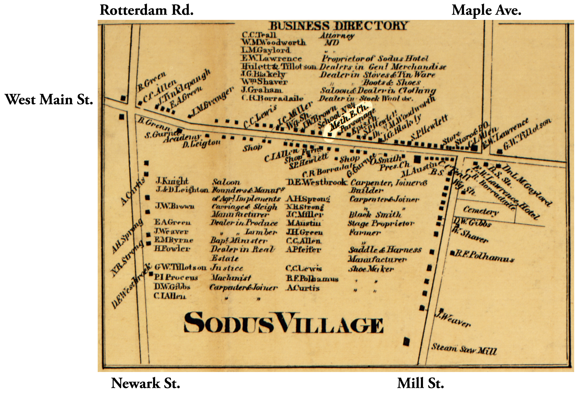 1858 Wayne County Sod-49 Excerpt Map